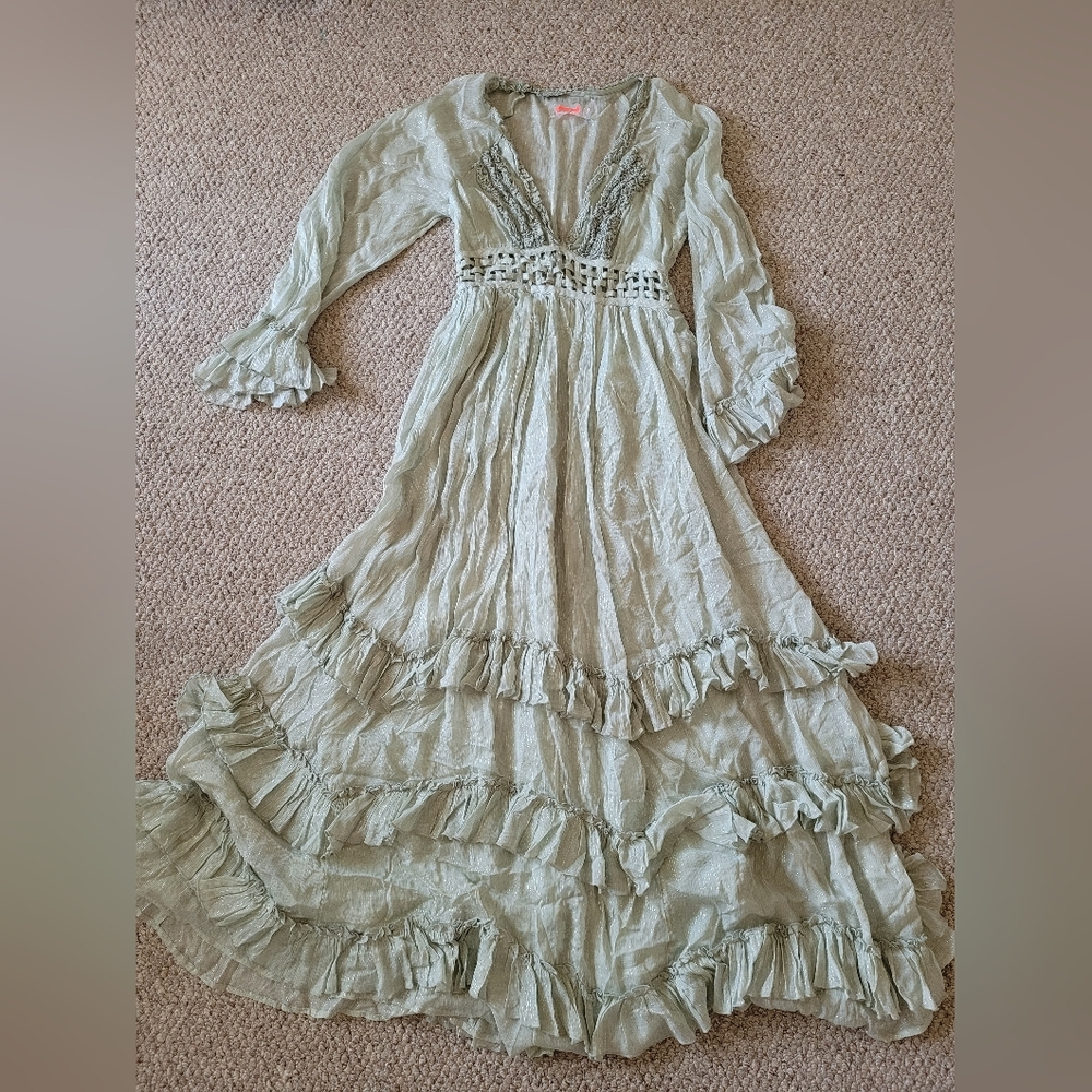 Free People Seraphina Metallic Ruffles Maxi Dress - Picture 8 of 9